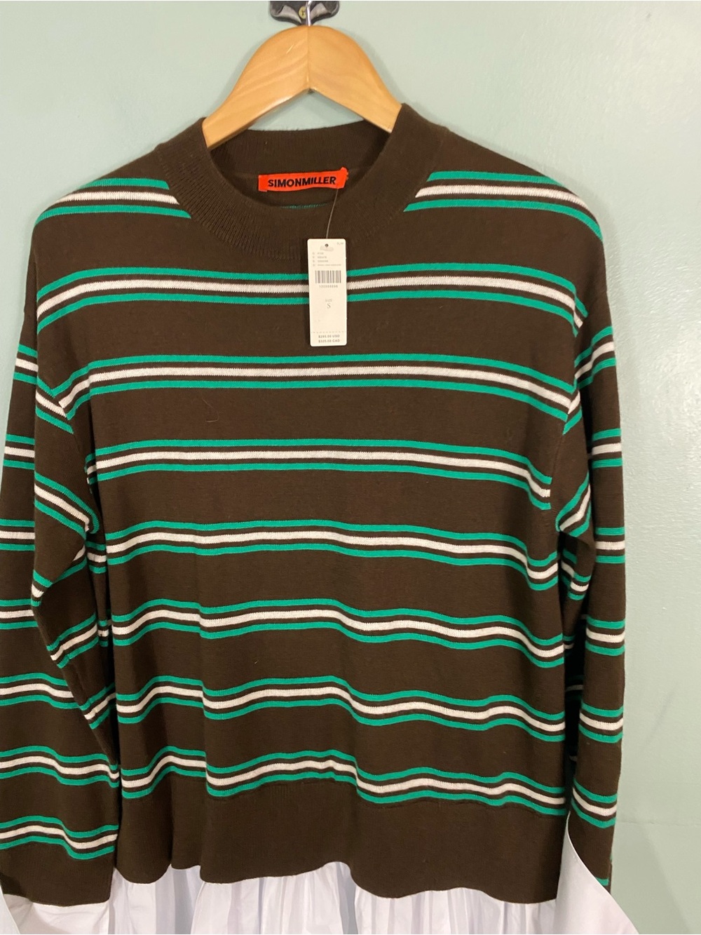 Anthropologie Simon Miller Pip Poplin Combo Sweater Brown Dress Small - Picture 3 of 6